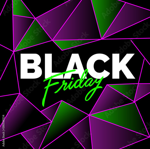 Black friday sale dark banner with acid text on a black background, suitable for social networks, vector illustration.