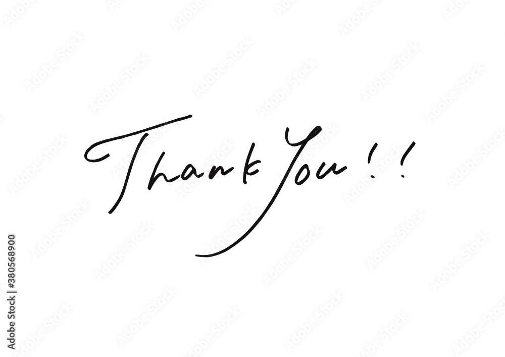 Thank You 手書き 文字 手描き ありがとう 飾り 素材 メッセージ カード メッセージカード 白背景 白黒 モノトーン コピースペース 余白 文字スペース グラフィック素材 Stock ベクター Adobe Stock