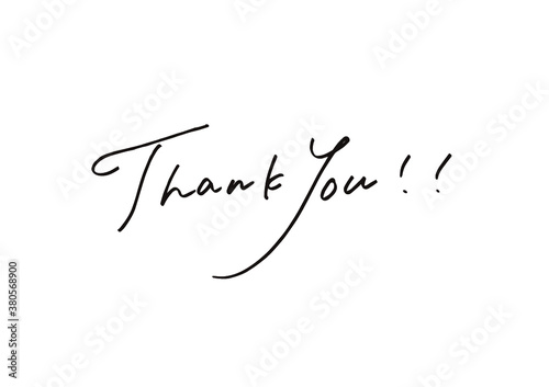 躍動感のあるThank youの手書き文字　手描き　ありがとう　筆記体　テキスト　アイコン　手紙　感謝　サンキューカード