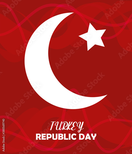 turkey republic day, red background moon and star flag celebration turkish photo