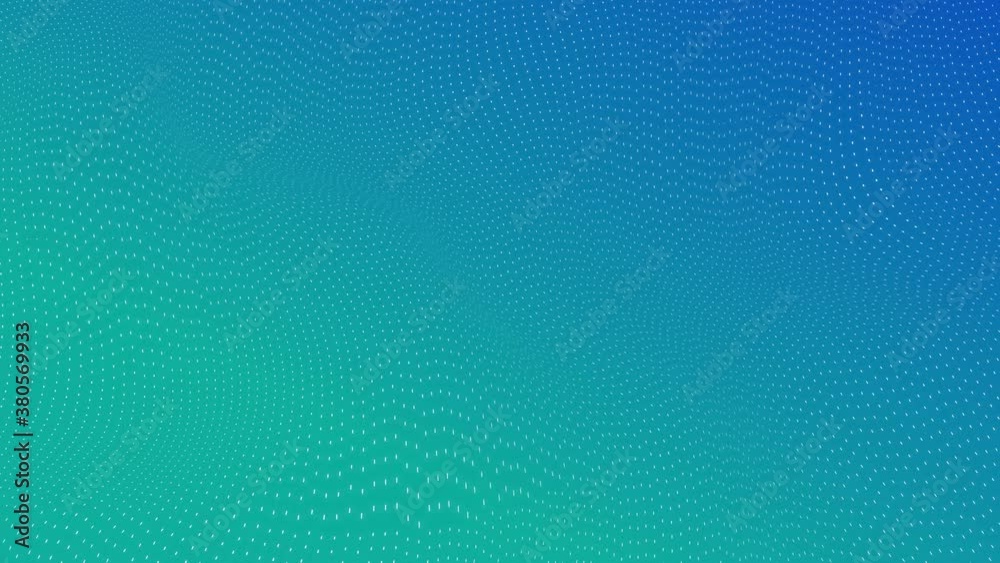 4K - Abstract digital dash line particle wave and light green blue gradient background ,animation cyber or technology concept with loop animation.