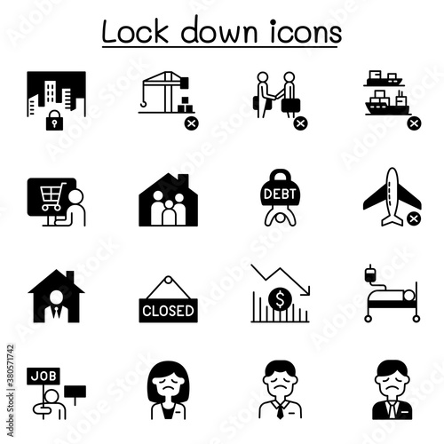 Lock down icons set vector illustration graphic design