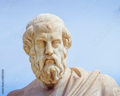 Plato portrait sculpture, the ancient Greek philosopher, Athens, Greece