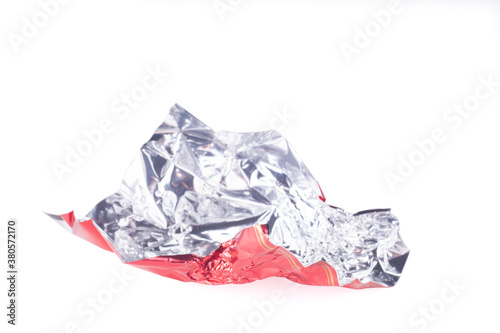 candy red wrapper empty and open isolated on white background with copy space for your text