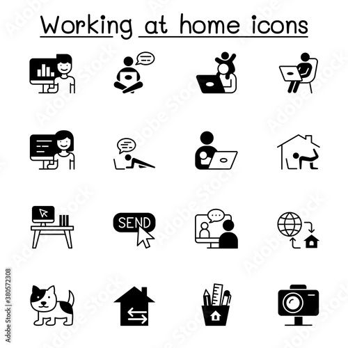 Work from home icons set vector illustration graphic design