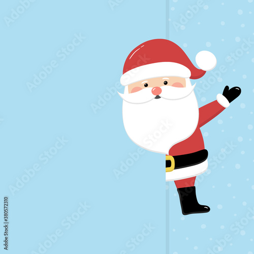 Funny Santa Claus with copyspace. Christmas background. Vector