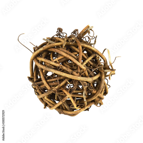 Dry brown rattan ball with ...