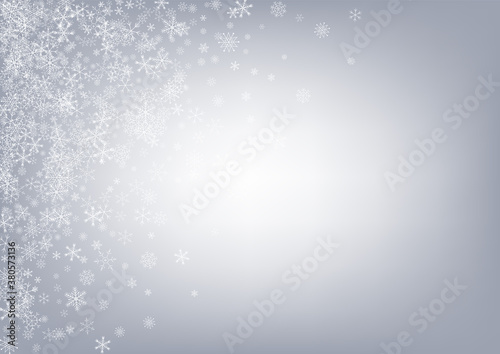 White Snowfall Vector Gray Background. Christmas 