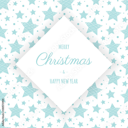Design of Christmas card with stars and wishes. Vector