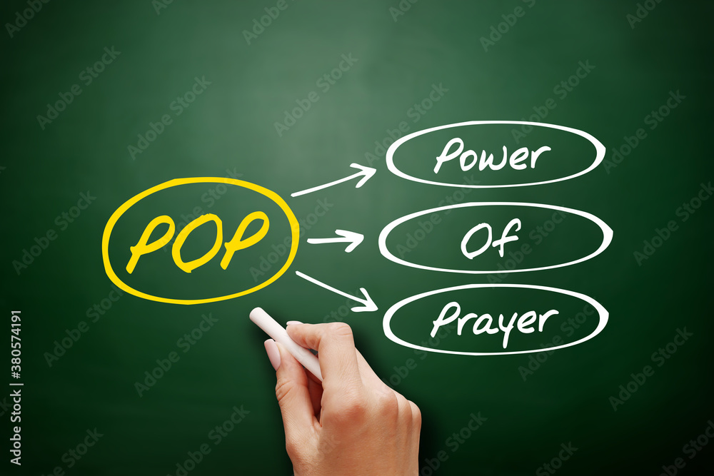 POP - Power Of Prayer acronym, concept on blackboard POP - Power Of Prayer acronym, concept on blackboard