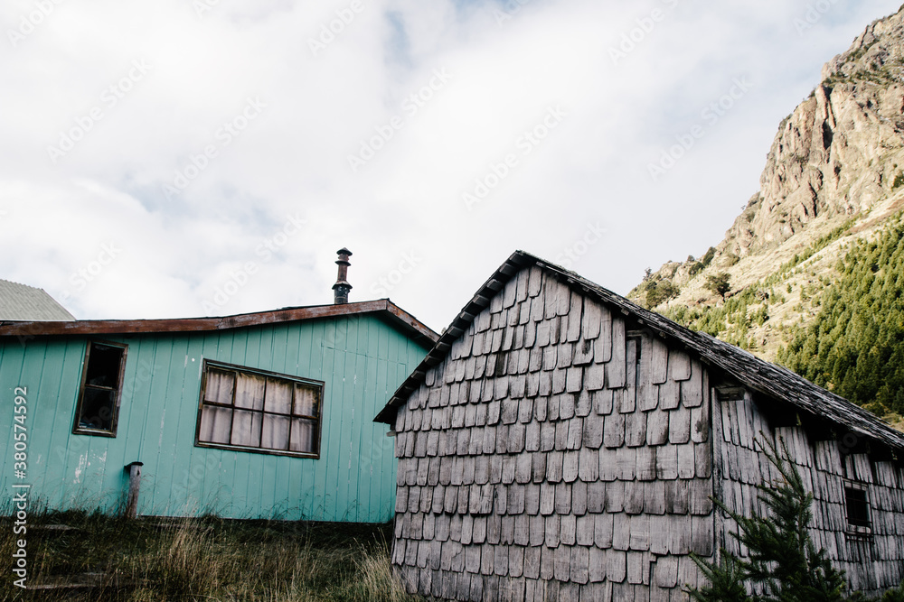 Rustic cabins at Lago La Paloma in southern Chile Rustic cabins at Lago La Paloma in southern Chile