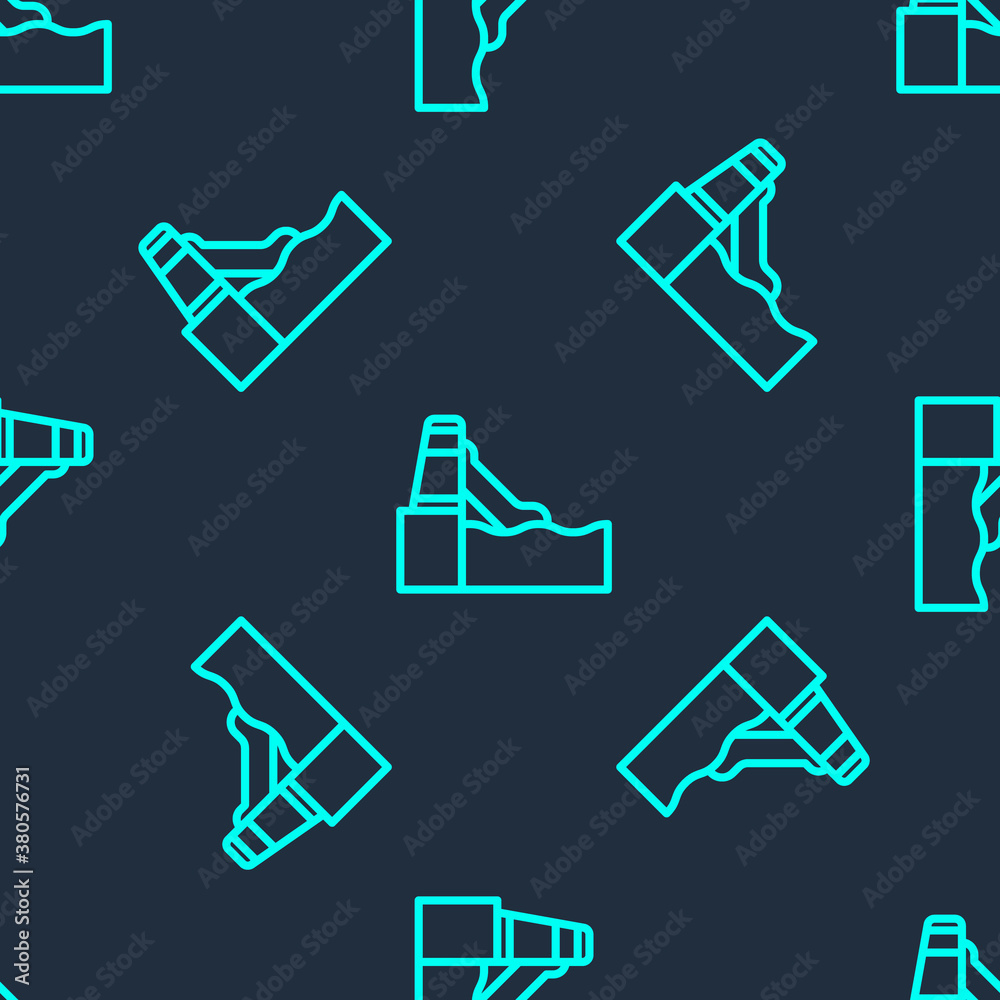 Green line Water slide with pool icon isolated seamless pattern on blue background. Aquapark. Vector. Green line Water slide with pool icon isolated seamless pattern on blue background. Aquapark. Vector.