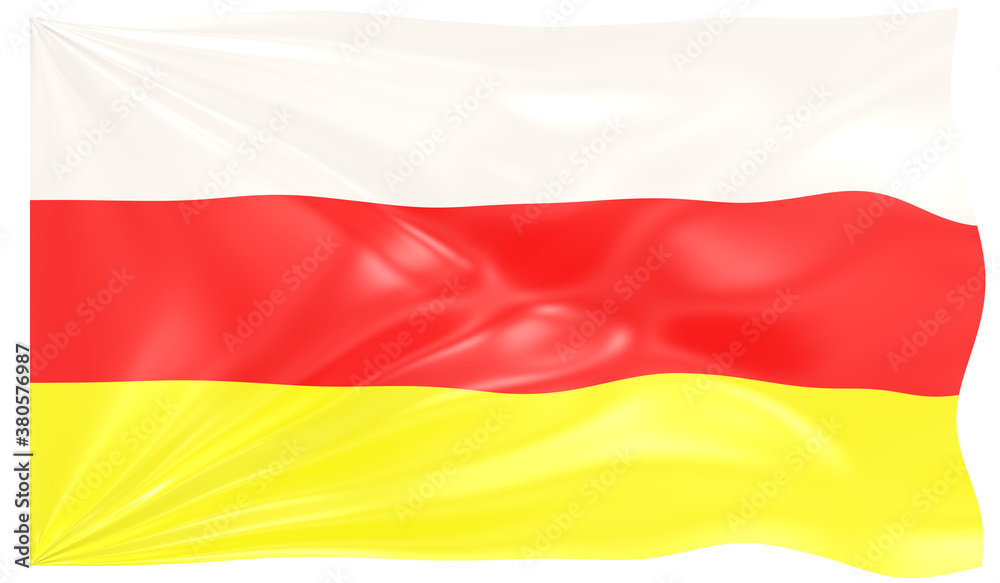 Naklejka premium 3d Illustration of a Waving Flag of South Ossetia