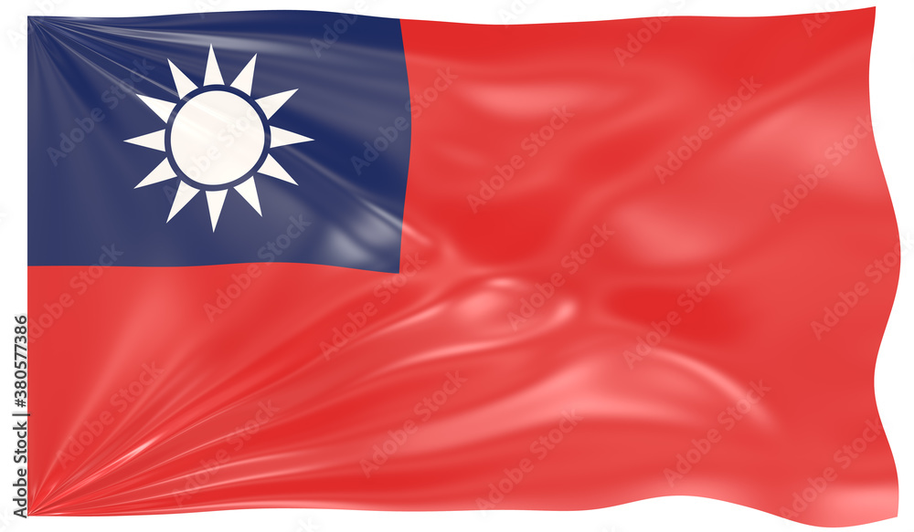 Naklejka premium 3d Illustration of a Waving Flag of Taiwan