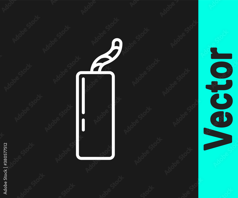 White line Detonate dynamite bomb stick and timer clock icon isolated on black background. Time bomb - explosion danger concept. Vector. White line Detonate dynamite bomb stick and timer clock icon isolated on black background. Time bomb - explosion danger concept. Vector.