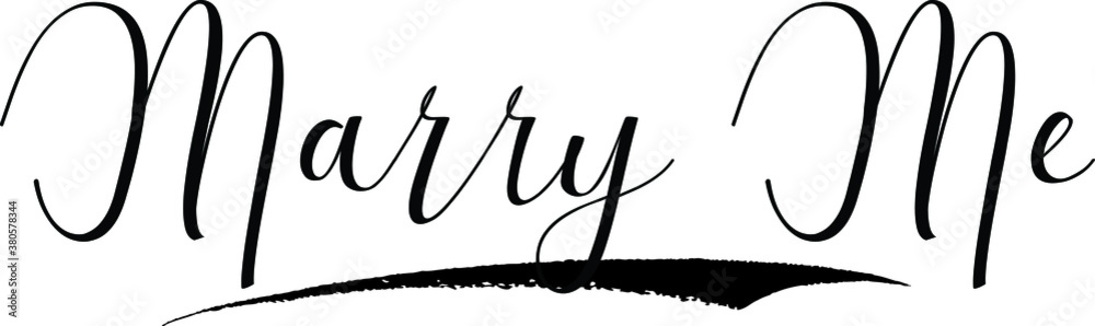 Marry Me Cursive Calligraphy Black Color Text On White Background