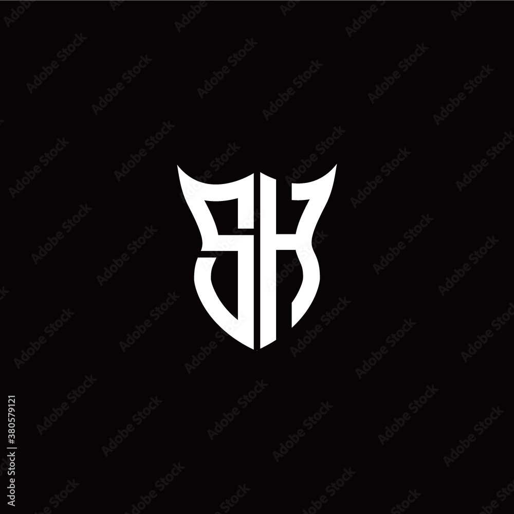 Initial S H letter with unique shield style logo template vector Initial S H letter with unique shield style logo template vector