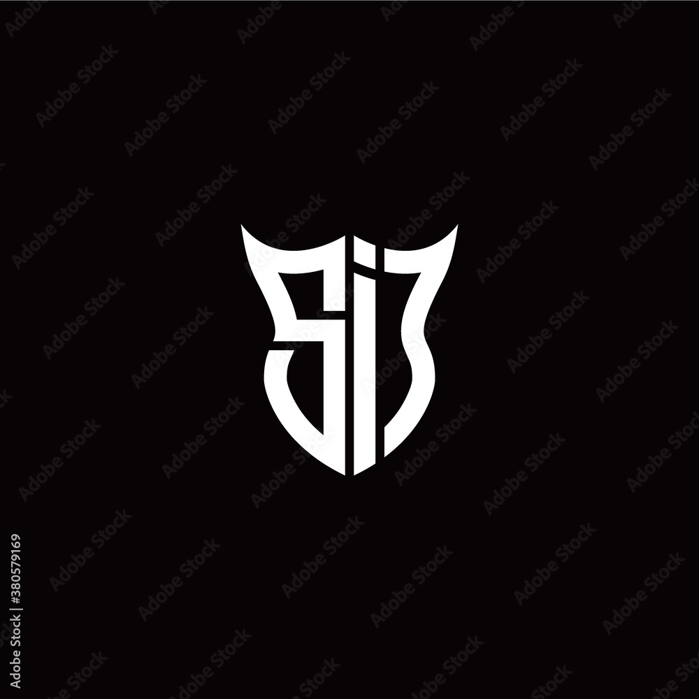 Initial S I letter with unique shield style logo template vector