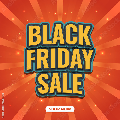Black Friday sale banner with sunburst background in vintage style