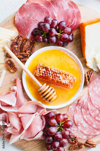 Cheeseboard with wine photo