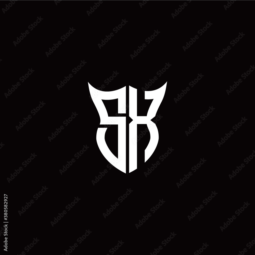 Initial S X letter with unique shield style logo template vector Initial S X letter with unique shield style logo template vector