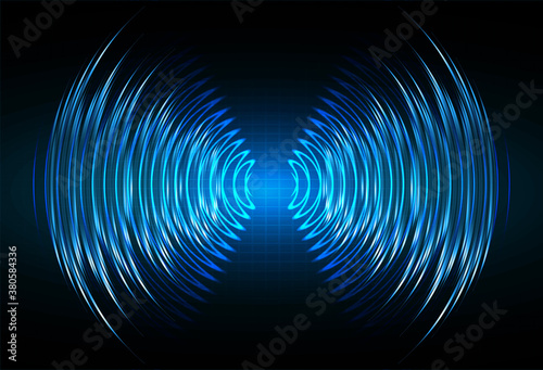 Sound waves oscillating dark blue light