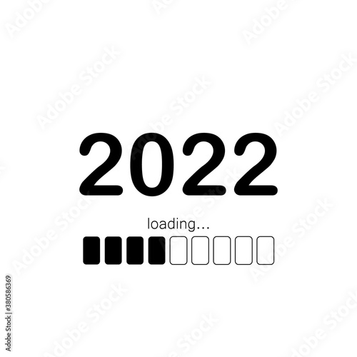 Progress bar showing loading of 2022 year. Vector