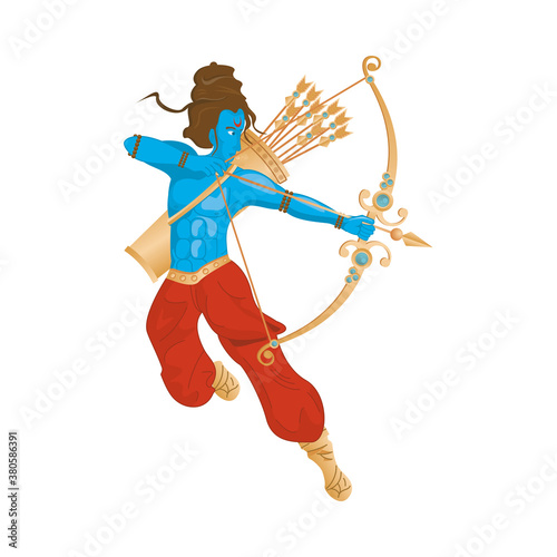 blue god rama archery hindu religion icon