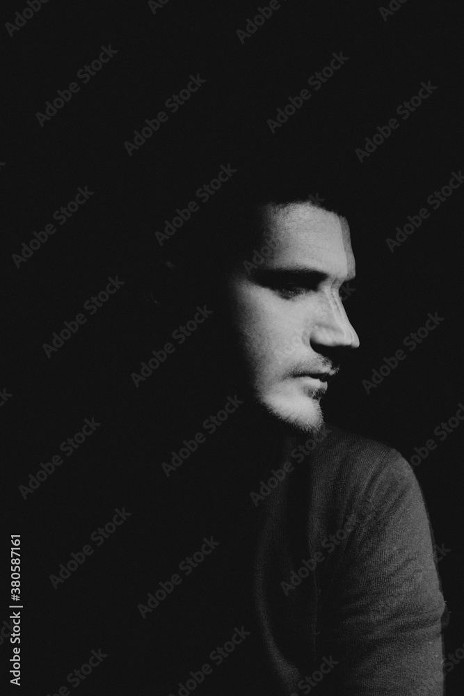 Man Studio Portrait with Long and Double Exposure Man Studio Portrait with Long and Double Exposure