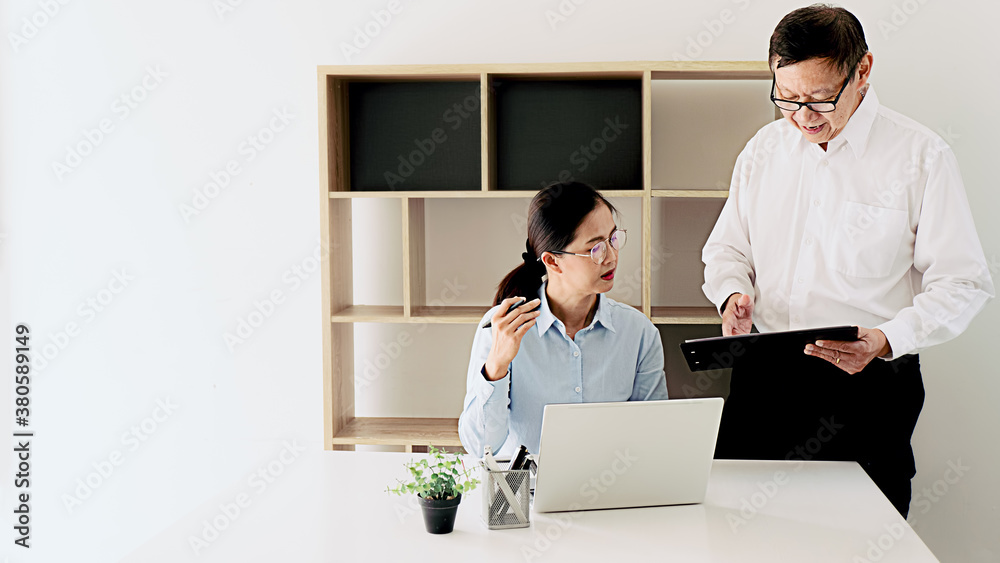 Intern receives feedback achievements at work concept. Intern receives feedback achievements at work concept.