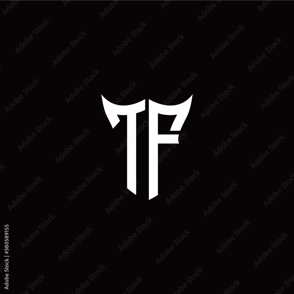 Initial T F letter with unique shield style logo template vector Initial T F letter with unique shield style logo template vector