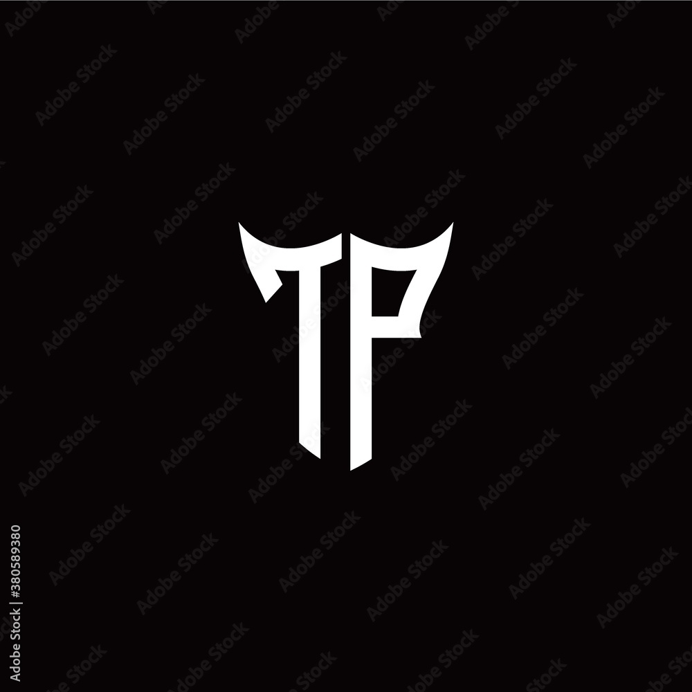 Initial T P letter with unique shield style logo template vector Initial T P letter with unique shield style logo template vector