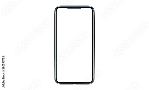 mobile phone mockup iphon frameless of Smartphone iPhone 12 Pro Max with blank screen for Infographic Global Business web site design app - Clipping Path