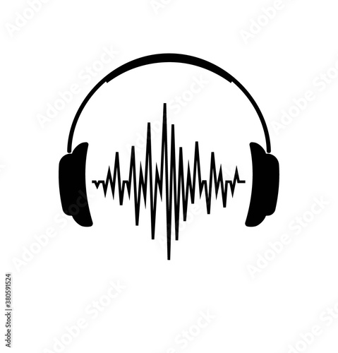 Headphones Icon With Sound Wave Beats Headphones Icon With Sound Wave Beats