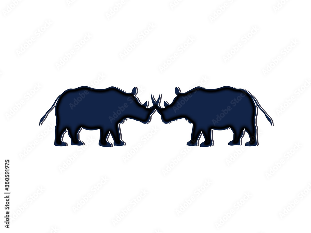 Fototapeta premium White Rhinoceros locking horns