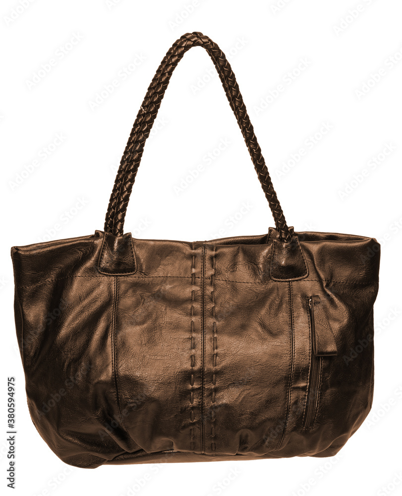Black leather fashion bag on white background Black leather fashion bag on white background