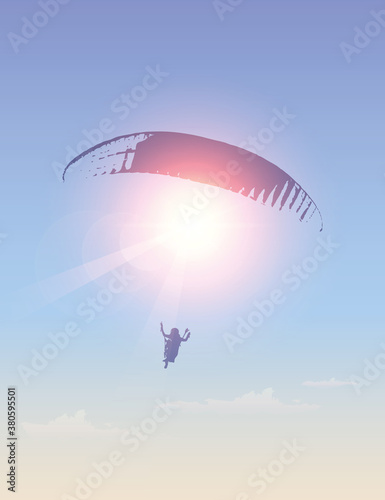 paragliding adventure paraglider on sunny sky background vector illustration EPS10
