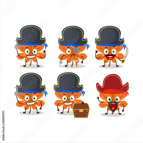Cartoon character of orange dried leaves with various pirates emoticons
