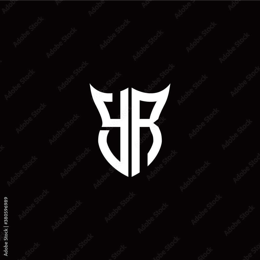Initial Y R letter with unique shield style logo template vector Initial Y R letter with unique shield style logo template vector