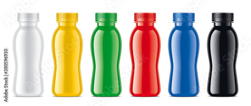 Set of Colored Plastic Bottles. Non-transparent version. 