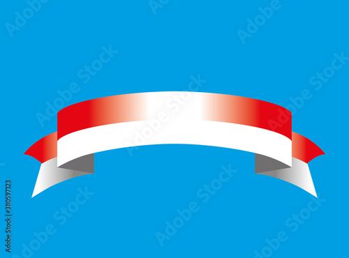 Red and white ribbon with curved retro style