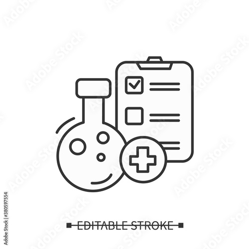  Medical research financing line icon. Medicine development. Volunteers in medical research. Donors. Volunteering and charity concept. Isolated vector illustration. Editable stroke