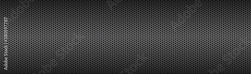 Technology geometric polygons header. Abstract black metallic hexagonal banner background. Simple vector illustration