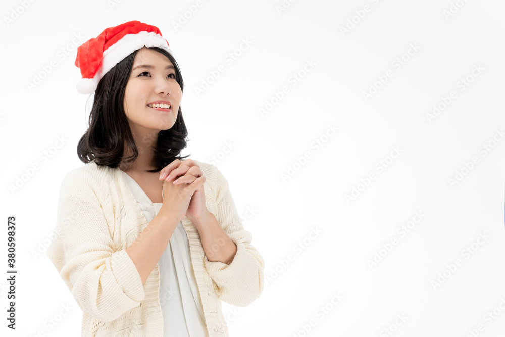 クリスマスのイメージ サンタ帽の女性 クリスマスのイメージ サンタ帽の女性