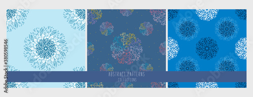 Set of seamless patterns. Mandala circle. Round ornament on white background. vector illustration. Simple floral mandala print. Abstract flower medallion