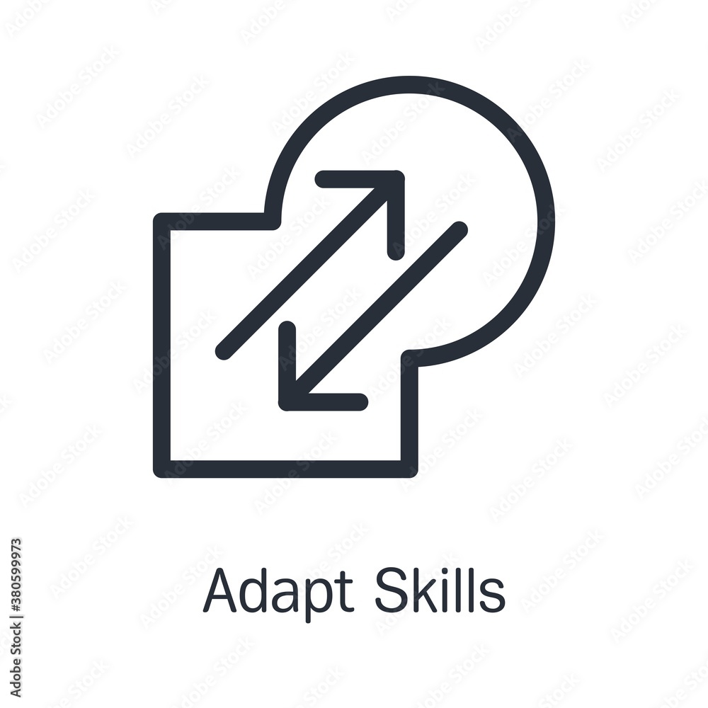 Adapt skills. Vector linear icon isolated on white background. Adapt skills. Vector linear icon isolated on white background.