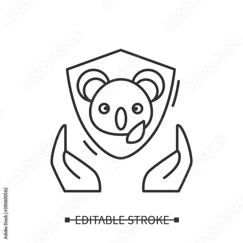 World nature protection line icon. Endangered animals species saving. World environment day. Earth day. Volunteering and charity concept. Isolated vector illustration. Editable stroke