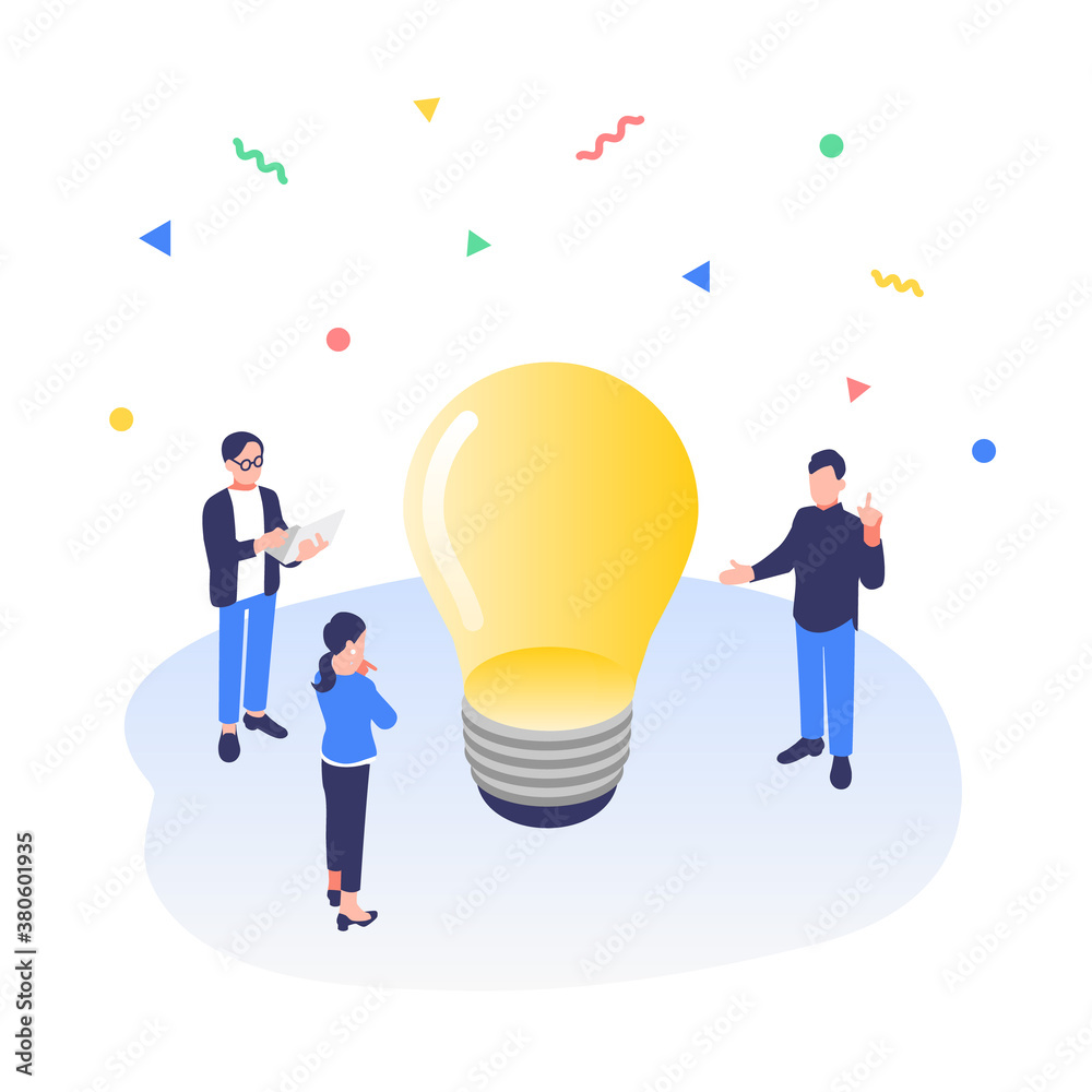 アイデアを考えているビジネスパーソンのイメージイラスト素材 Stock Vector Adobe Stock
