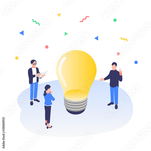 アイデアを考えているビジネスパーソンのイメージイラスト素材