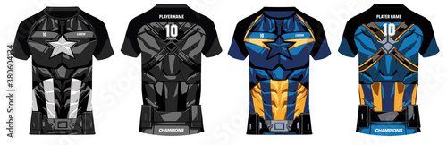 Sports 3D t-shirt jersey design template, mock up uniform kit with front and back view 